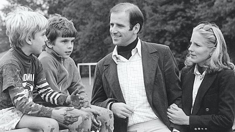 In this image obtained from the official website of US Senator Joseph Biden, shows the Senator (C) with his sons Beau (L) and Hunter and his future wife Jill in an undated photo. Democratic White House hopeful Barack Obama on August 23, 2008 officially announced that he has chosen Senator Joseph Biden as his vice presidential pick.  AFP PHOTO/HO  = GETTY OUT = (Photo by Senator Joseph Biden / AFP)