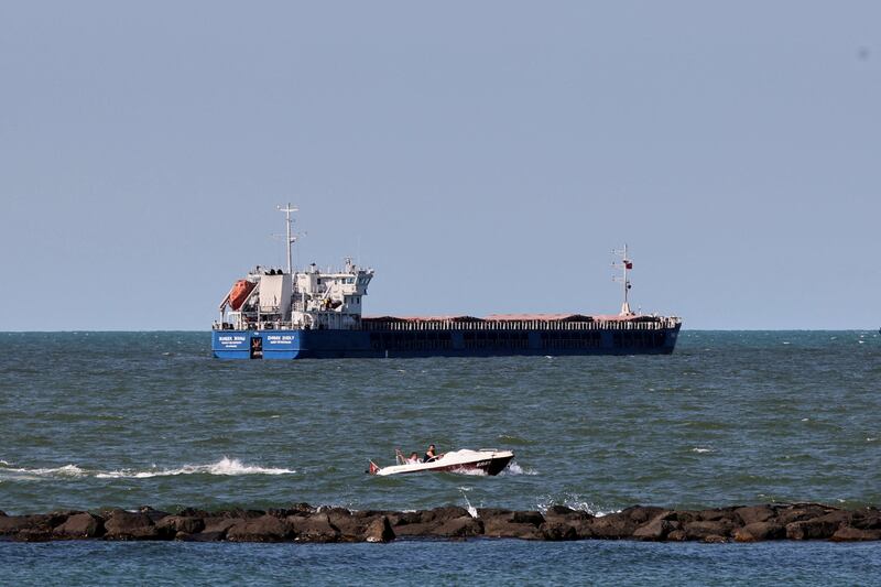 The Russian-flagged cargo ship was anchored near Turkey's Karasu port on Sunday. Reuters