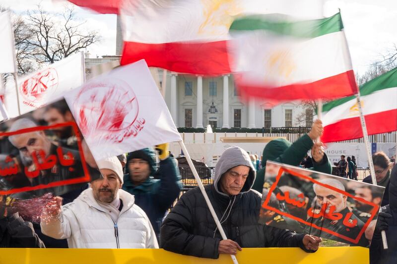 Iranian Americans rally in support of US President Donald Trump's decision to authorise the targeted killing of Iranian Revolutionary Guards Corps (IRGC) Lieutenant General and commander of the Quds Force Qassem Suleimani outside the White House in Washington, DC, US.  EPA