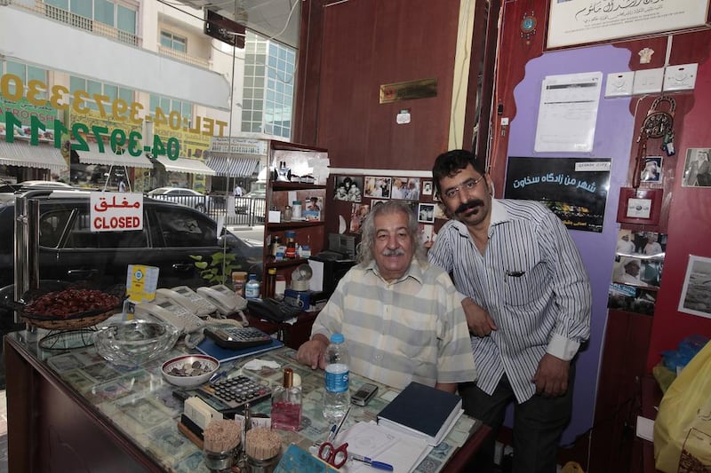 Mohammed Ali Ansari, left,  pictured with Majeed Ali Ansari in 2013, at their family-run Special Ostadi restaurant in 2013.  Jeffrey E Biteng / The National 