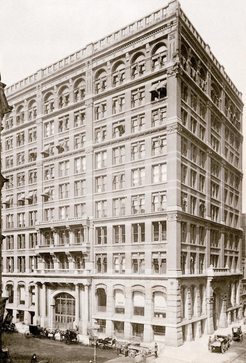 Home Insurance Building on LaSalle and Adams streets, Chicago, 1890s.
Albertype reproduction of a photograph (North Wind Picture Archives via AP Images)