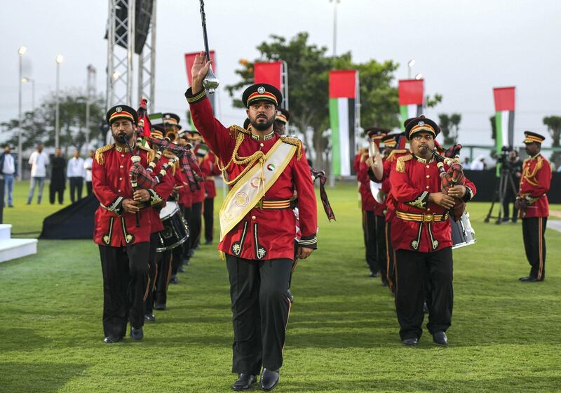 Abu Dhabi, United Arab Emirates - Marching band performs at the International WorkerÕs Day event on Saadiyat Accommodation Village. Khushnum Bhandari for The National