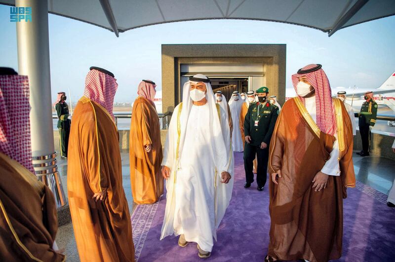 JEDDAH, 5th May 2021. Sheikh Mohamed bin Zayed, Crown Prince of Abu Dhabi and Deputy Supreme Commander of the UAE Armed Forces, arrived in Jeddah today on a visit to the Kingdom of Saudi Arabia.SPA