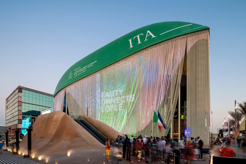 The Italy pavilion has a life-sized replica of the Statue of David inside. Photo: Katarina Premfors / Expo 2020 Dubai