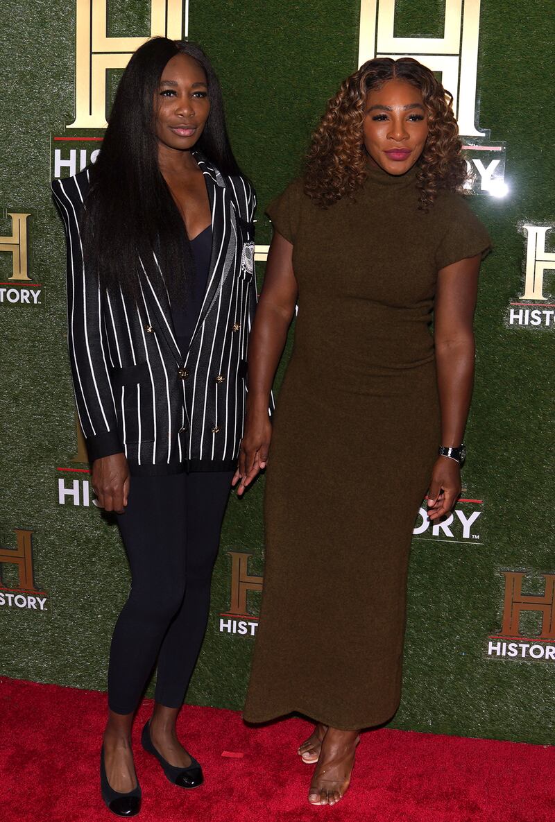 Tennis star sisters Venus, left, and Serena Williams at HistoryTalks on Saturday.