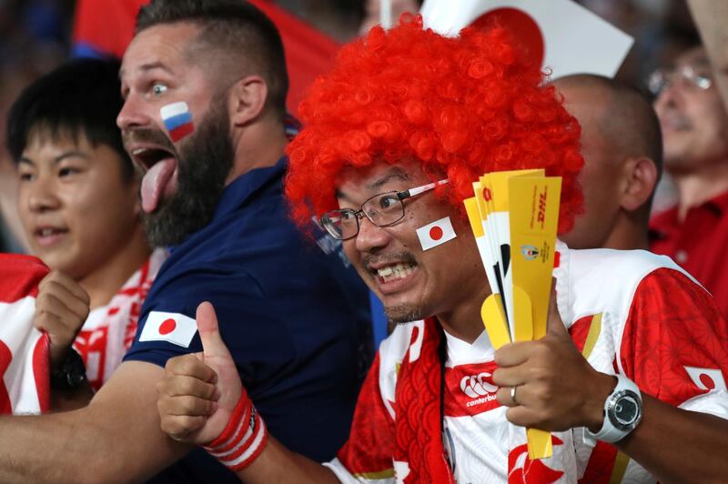 Supporters of Japan and Russia wait for the start of the Rugby World Cup Pool A game. AP Photo