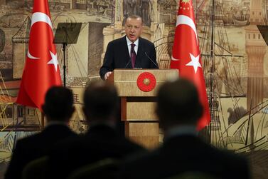 Turkey's President Tayyip Erdogan addresses the nation in Istanbul, Turkey. Reuters