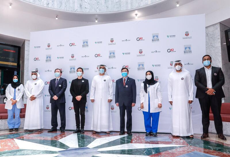 Abu Dhabi, United Arab Emirates, July 16, 2020.   
  Press Conference of the groundbreaking Phase III clinical trial of a COVID-19 vaccine in Abu Dhabi at the Sheikh Khalifa Medical City.
Victor Besa  / The National
Section: NA
Reporter:  Shireena Al Nowais