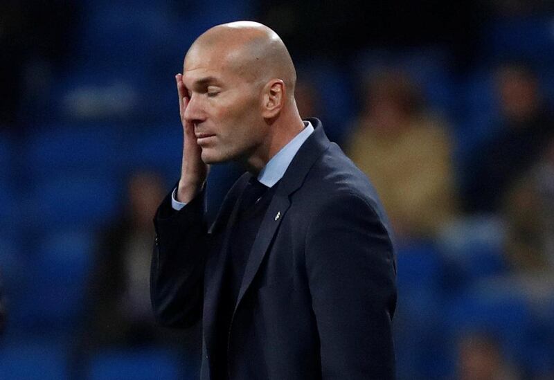 Soccer Football - Spanish King's Cup - Real Madrid vs Leganes - Quarter Final Second Leg - Santiago Bernabeu, Madrid, Spain - January 24, 2018   Real Madrid coach Zinedine Zidane         REUTERS/Juan Medina