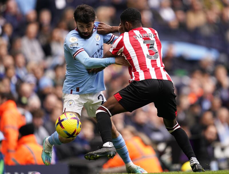 Rico Henry – 7 An absolutely storming run by the winger on the left flank caught City off guard, with Ederson unable to clear the cross before Mbeumo passed to Toney, who forced a terrific save from the City goalkeeper.

EPA