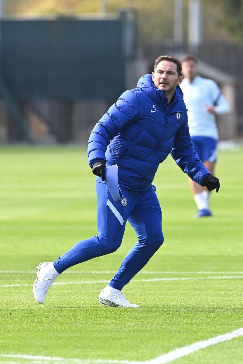 COBHAM, ENGLAND - OCTOBER 16:  Frank Lampard of Chelsea during a training session at Chelsea Training Ground on October 16, 2020 in Cobham, England. (Photo by Darren Walsh/Chelsea FC via Getty Images)
