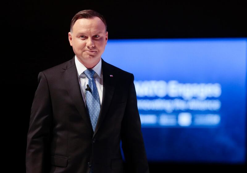 Polish President Andrzej Duda attends the Nato Engages conference ahead to  the NATO Summit in London.  EPA