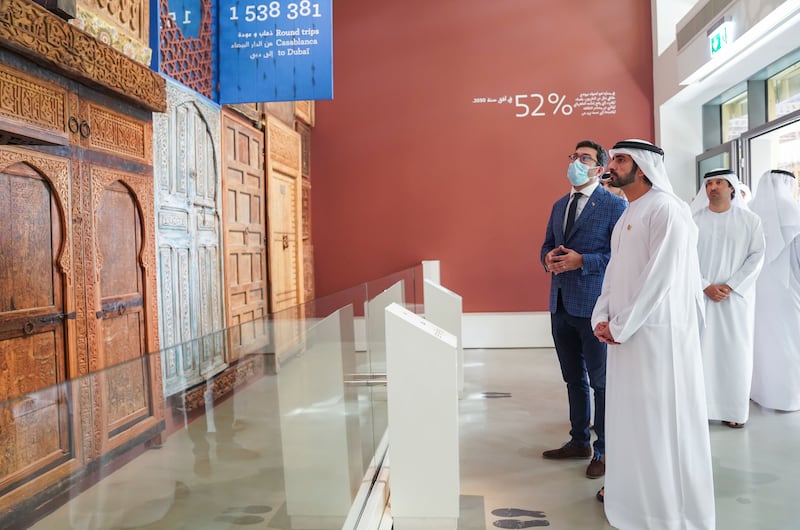 Sheikh Hamdan bin Mohammed toured the pavilion of Morocco at Expo 2020 Dubai. Wam