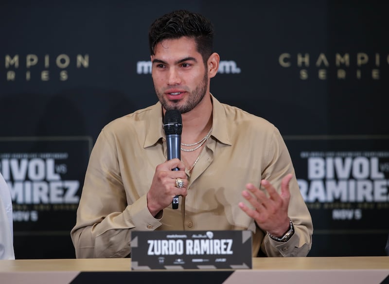 Gilberto 'Zurdo' Ramirez during an August 31 press conference to announce his world title fight against Dmitry Bivol and Gilberto Ramirez in Abu Dhabi on November 5. Victor Besa / The National