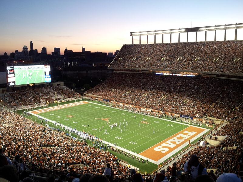 The DKR-TM Stadium in 2011 during the match between Texas Longhorns and Kansas Jayhawks. Wikimediacommons