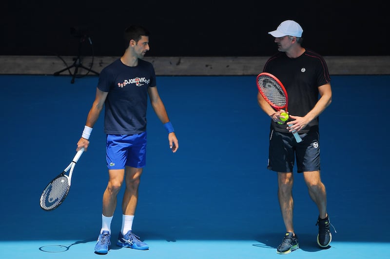 Novak Djokovic and coach Goran Ivanisevic. EPA