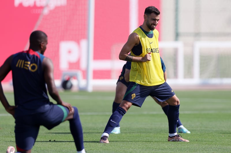 Bruno Fernandes of Portugal stretches. Getty Images