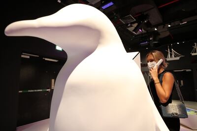 Enormous penguin models welcome visitors into the Monaco pavilion. Chris Whiteoak / The National 