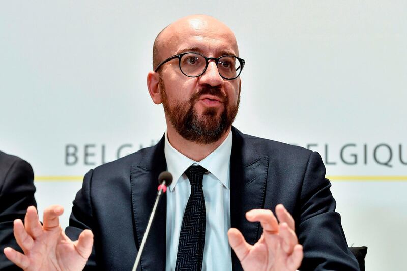 Belgian Prime Minister Charles Michel gives a press conference after a cabinet meeting of the Federal government, in Brussels, on December 9, 2018. Belgium's Prime is left leading a minority administration after the Flemish nationalist party quits the ruling coalition over his support of a UN migration pact. - Belgium OUT
 / AFP / BELGA / DIRK WAEM
