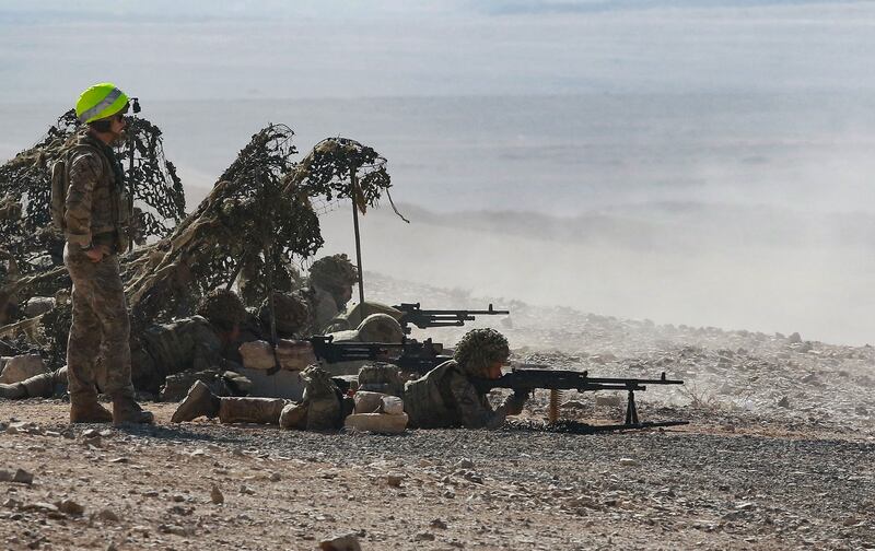 Soldiers take part in target practice. AFP