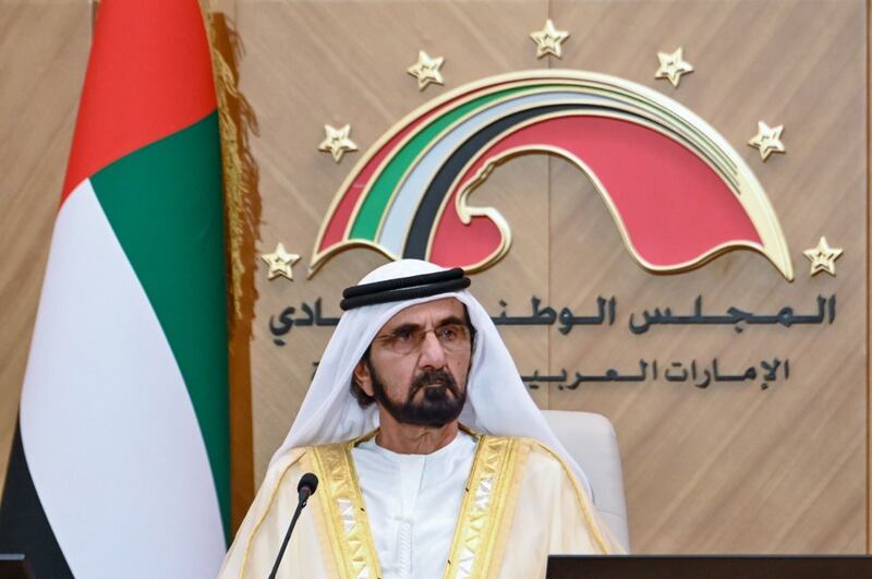 Sheikh Mohammed bin Rashid, Vice President and Ruler of Dubai, opens the new session of the Federal National Council. Photo: Dubai Government Media Office