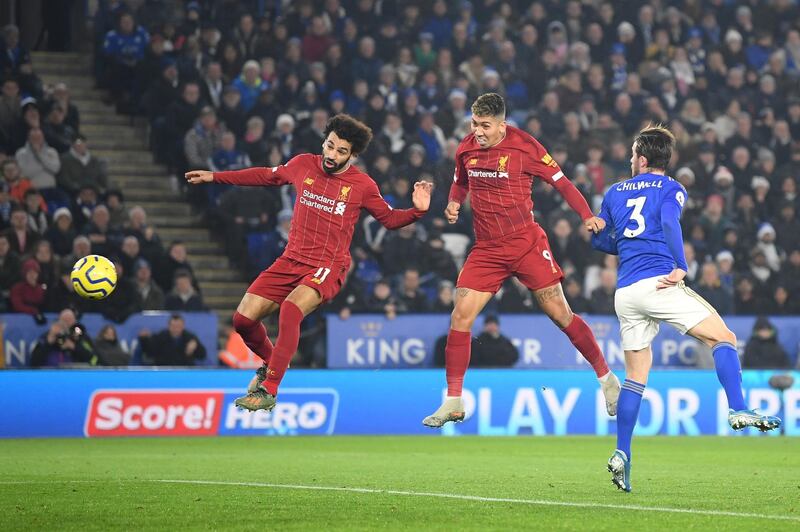 Roberto Firmino scores Liverpool's first goal against Leicester City at The King Power Stadium. Getty Images