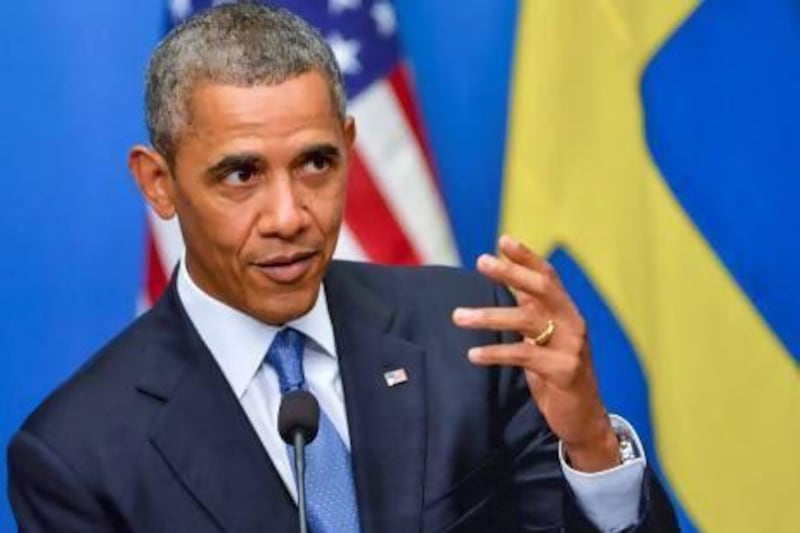 US president Barack Obama at a press conference with the Swedish prime minister at the chancellery Rosenbad in Stockholm. He cancelled a Moscow meeting with Russian president Vladimir Putin ahead of the upcoming G20 summit.