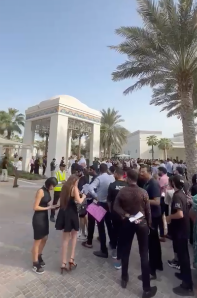 Hundreds of people queuing up at the Nakheel Sales Centre in Dubai to buy property in Palm Jebel Ali. Supplied