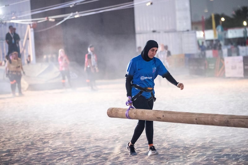 DUBAI, UNITED ARAB EMIRATES - MAY 12, 2018. 

Female government employees compete at the last day of Dubai Government Games. 

Set in motion by the Crown Prince of Dubai,  Sheikh Hamdan bin Mohammed, the event sees teams of Government workers pitted against each other in a bid to be Gov Games champions.

The competition is held on Kite Beach.

(Photo by Reem Mohammed/The National)

Reporter: 
Section: NA