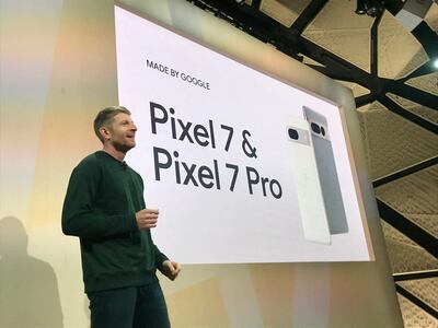 Brian Rakowski, Google's vice president of product management, speaks at the launch of the new phones. AFP