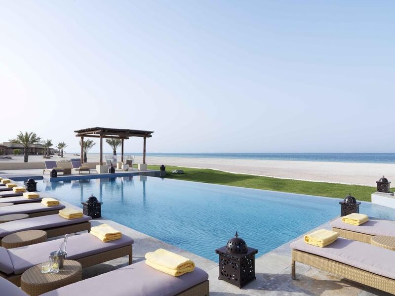 Five-star options: The swimming pool and unspoilt beach at Anantara Al Yamm Villa Resort on Sir Bani Yas island. Courtesy Anantara Hotels, Resorts and Spas
