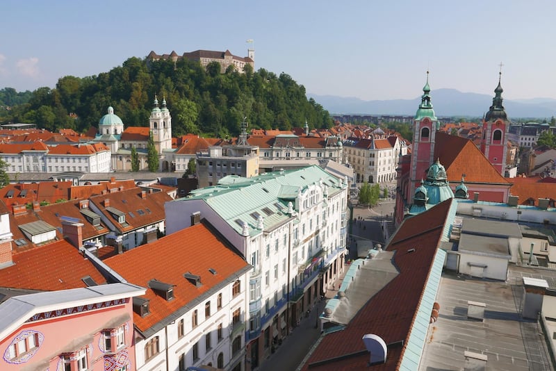 Rooftops and Castle Ljubljana (Photo by Adam Batterbee) *** Local Caption ***  wk16oc-tr-mkop-ljlubljana01.JPG