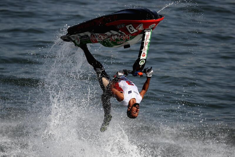 Rashed Al Mulla of UAE during the Men's Freestyle practice ahead of the  UIM-ABP Aquabike Class Pro Circuit.  Getty Images