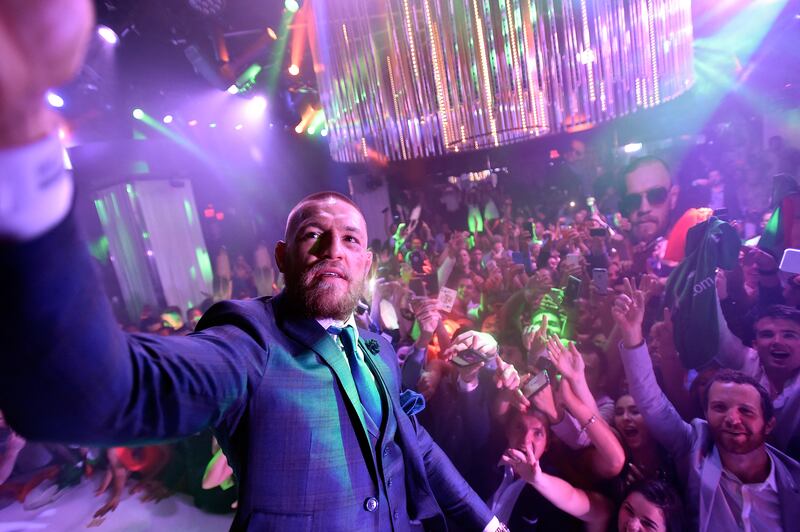 Conor McGregor celebrates his UFC 202 victory during the official after-fight party at Intrigue Nightclub at Wynn Las Vegas on August 20, 2016 in Las Vegas, Nevada.
