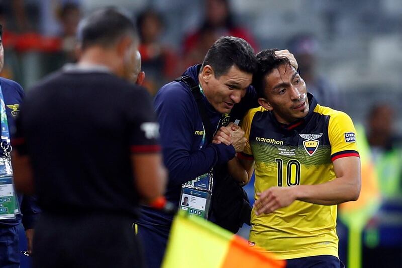 Angel Mena of Ecuador celebrates a goal. EPA