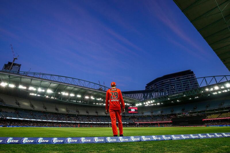 Tom Andrews of the Melbourne Renegades looks on during the Big Bash League match against Sydney Sixers at Marvel Stadium on Thursday, January 2. Getty