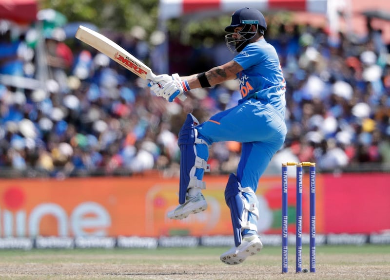 India's Virat Kohli bats during the second Twenty20 international cricket match against the West Indies, Sunday, Aug. 4, 2019, in Lauderhill, Fla. (AP Photo/Lynne Sladky)