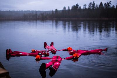 Aurora floating in Rovaniemi, Lapland, Finland