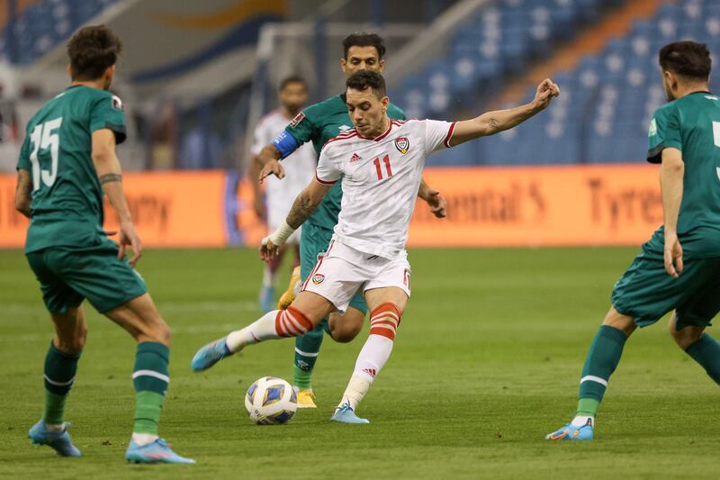UAE forward Caio Canedo takes a shot. AFP