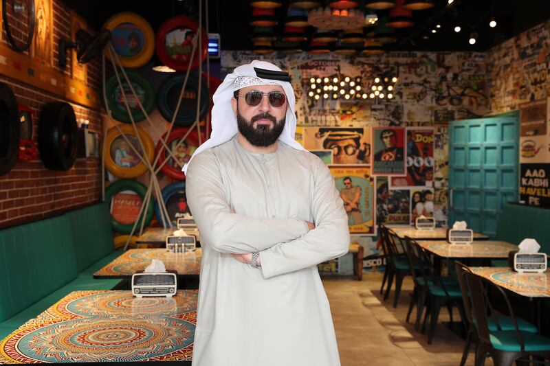 Emirati Ali Al Ansari is the owner and head chef at Bollywood-themed Ali Bhai restaurant in Dubai. Pawan Singh / The National