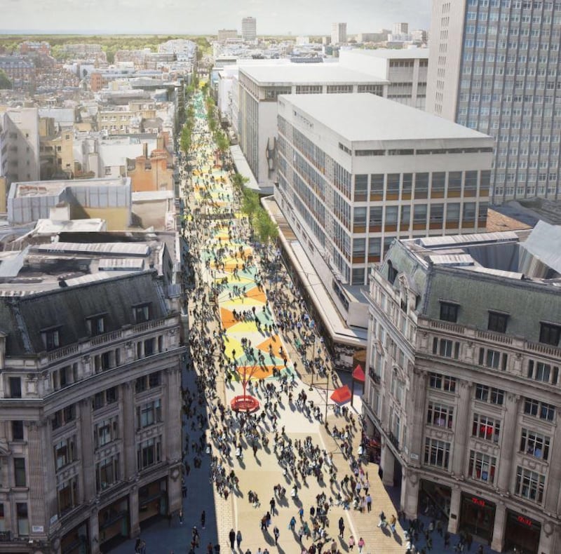 Sadiq Khan has unveiled plans to pedestrianise part of London's Oxford Street by December 2018. Mayor of London's Press Office