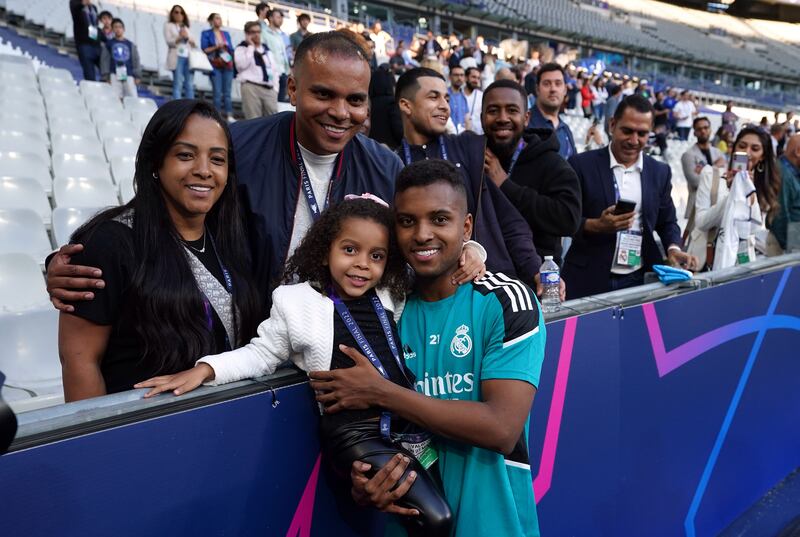 Real Madrid's Rodrygo poses for a picture during a training session at the Stade de France. PA