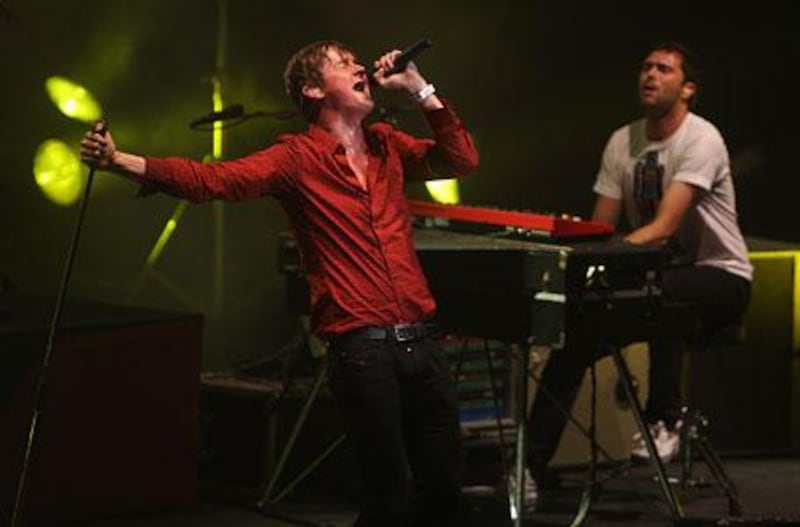 Tom Chaplin, Keane's lead singer, performing at Dubai's Madinat Arena.