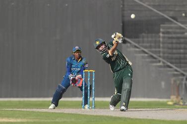 Sana Mir of Pakistan bats against Sri Lanka during the one day international at the Sharjah Cricket Ground on January 9, 2015.  Jeffrey E Biteng/The National