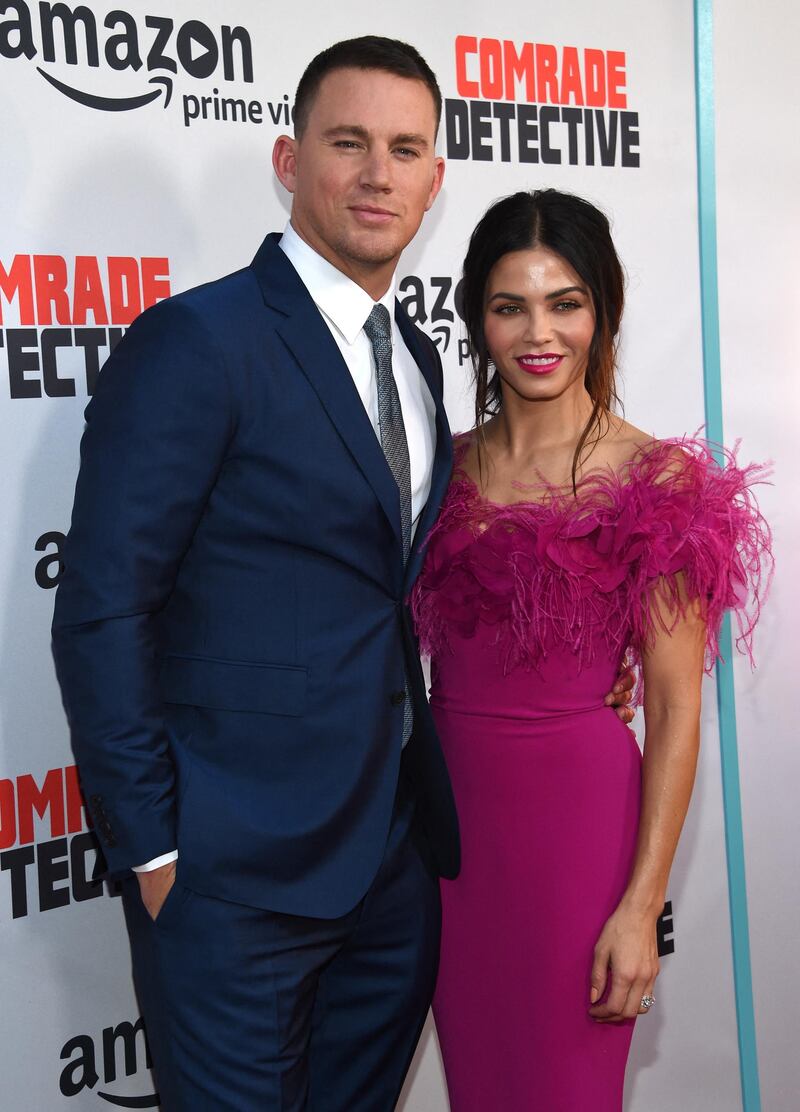 Channing Tatum and Jenna Dewan-Tatum attend the premiere of Comrade Detective at the Arclight theatre in Hollywood, on August 3, 2017. (Photo by CHRIS DELMAS / AFP)