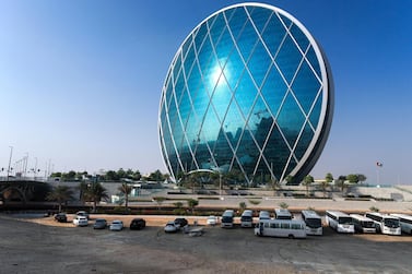Aldar's spherical Abu Dhabi headquarters will be framed by blue skies on Friday.. Victor Besa/The National