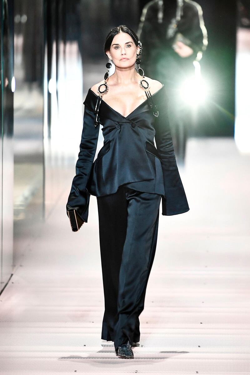 Actress Demi Moore walks during the Fendi spring / summer 2021 show during Paris Haute Couture Week on January 27. AFP