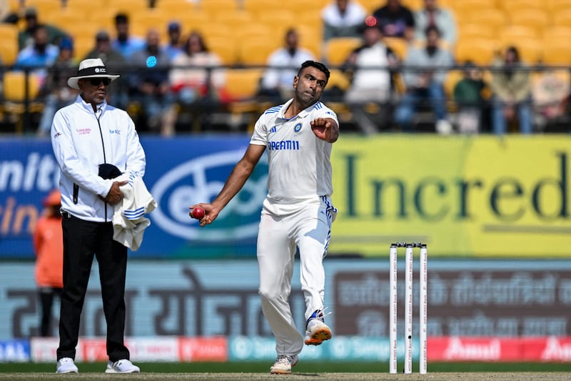 India's Ravichandran Ashwin finished with figures of 4-51 in what is his 100th Test match. AFP