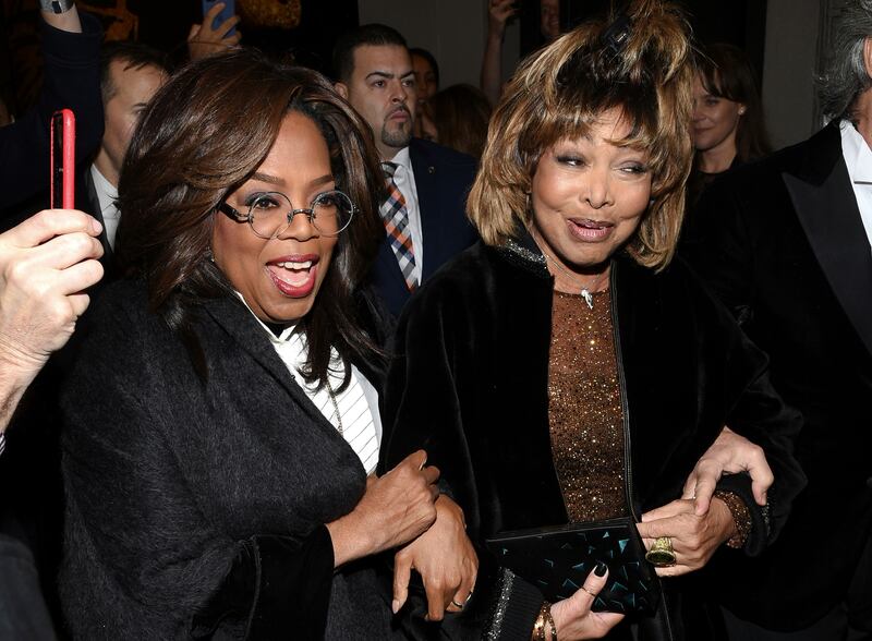 Turner, right, with Oprah Winfrey at a New York theatre in 2019. AP