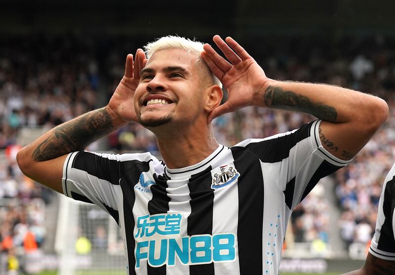 Bruno Guimaraes celebrates scoring the first. PA